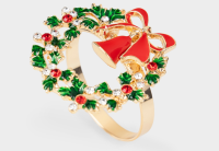 ANLAF-YJA-0302-W Кольцо для салфеток, 4 см, металл и стразы, золотистое, Рождественский цветок