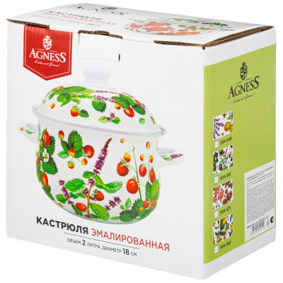 934-561 Кастрюля эмалированная 2л индукция, AGNESS, серия ФРУКТОВАЯ КОРЗИНА