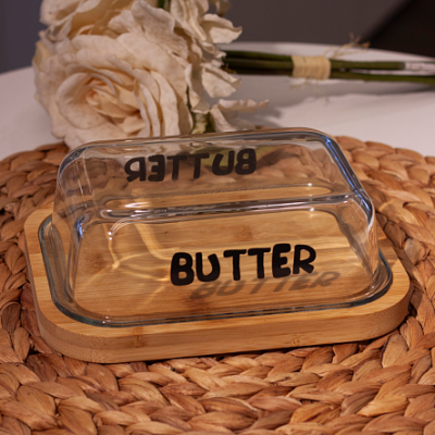 GL302 Масленка на бамбуковой подставке, Glasserie, серия BUTTER 