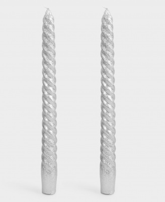 ANLAF-6S6614S Свеча 25 см тонкая, набор 2 штуки,  Anna Lafarg, серебристая, Rope