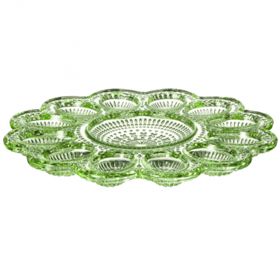 355-445 Подставка для 12яиц "SUNDAY" GREEN 26,5*26,5*2см
