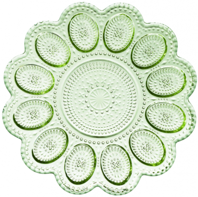 355-445 Подставка для 12яиц "SUNDAY" GREEN 26,5*26,5*2см