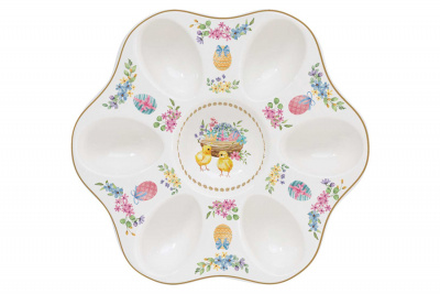 EL-R1337/SPBL Блюдо пасхальное для 6 яиц, 21 см, Easy Life, Spring Bloom, декор Цыплята и цветы 